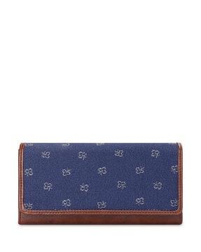 embroidered travel wallet with snap-button closure