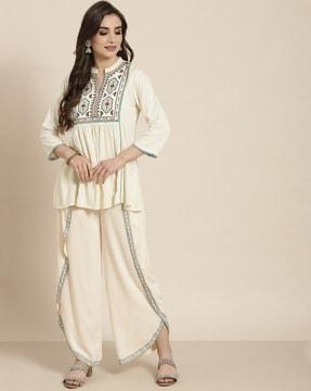 embroidered tunic & dhoti pants set