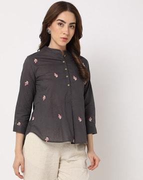 embroidered tunic with high-low hem