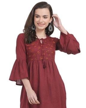 embroidered tunic with tie-up