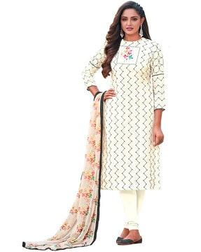 embroidered unstitched dress material with dupatta