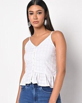 embroidered v-neck top