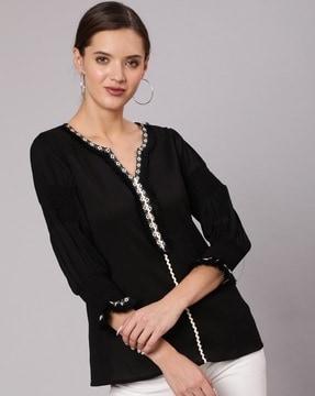 embroidered v-neck tunic