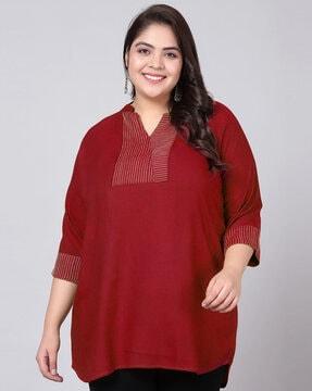 embroidered v-neck tunic