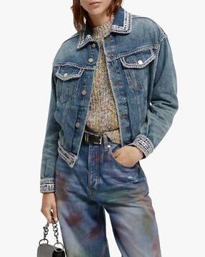 embroidered washed denim tucker jacket