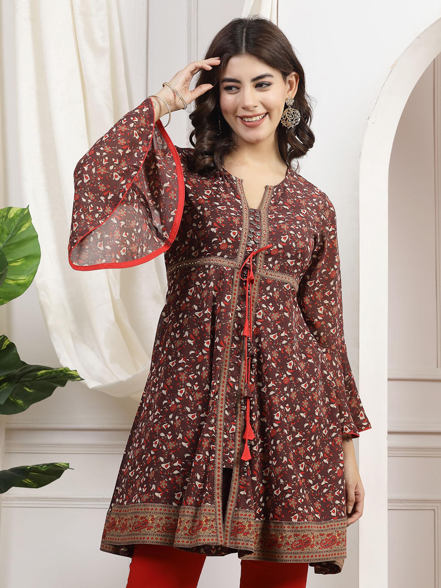 embroidered with foil print kurti