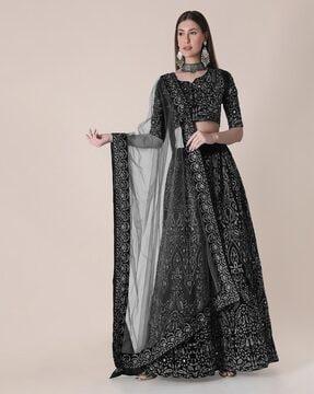 embroidered work lehenga choli set with dupatta