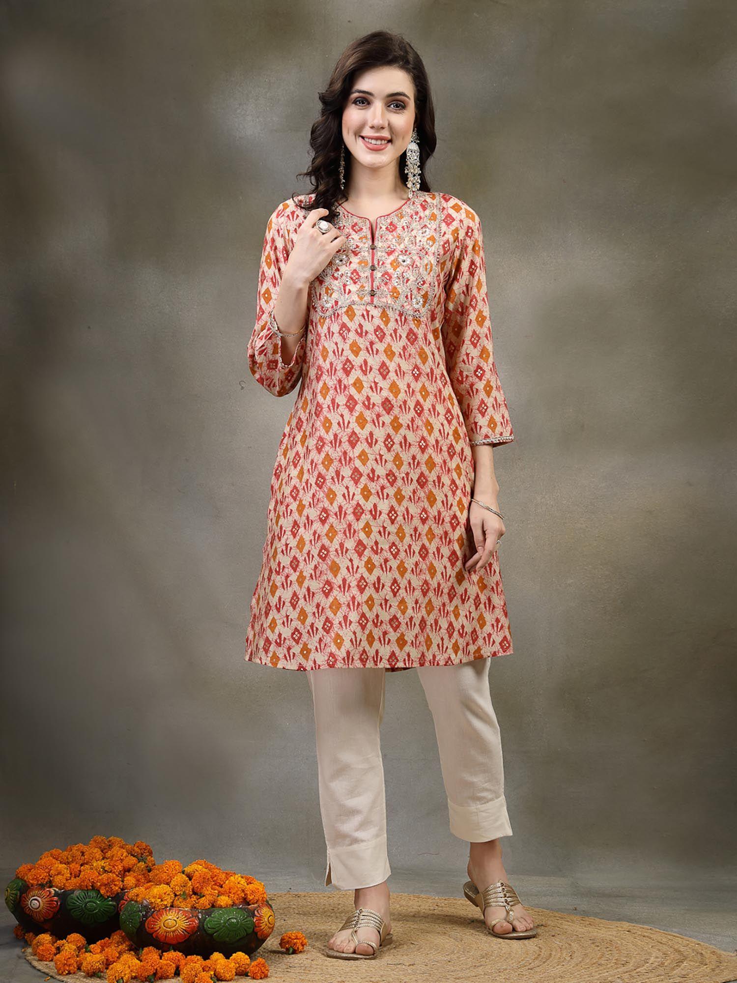 embroidered yoke design kurti