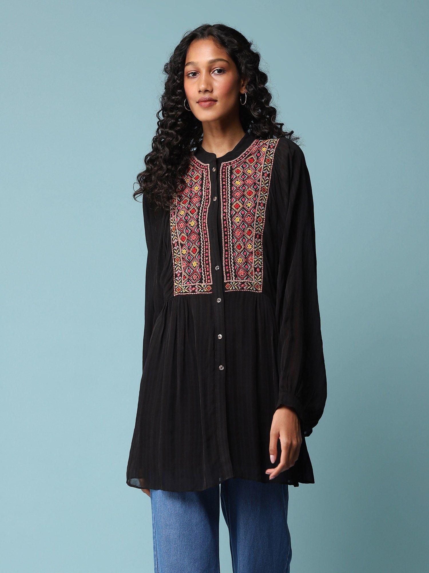 embroidered yoke full sleeve shirt