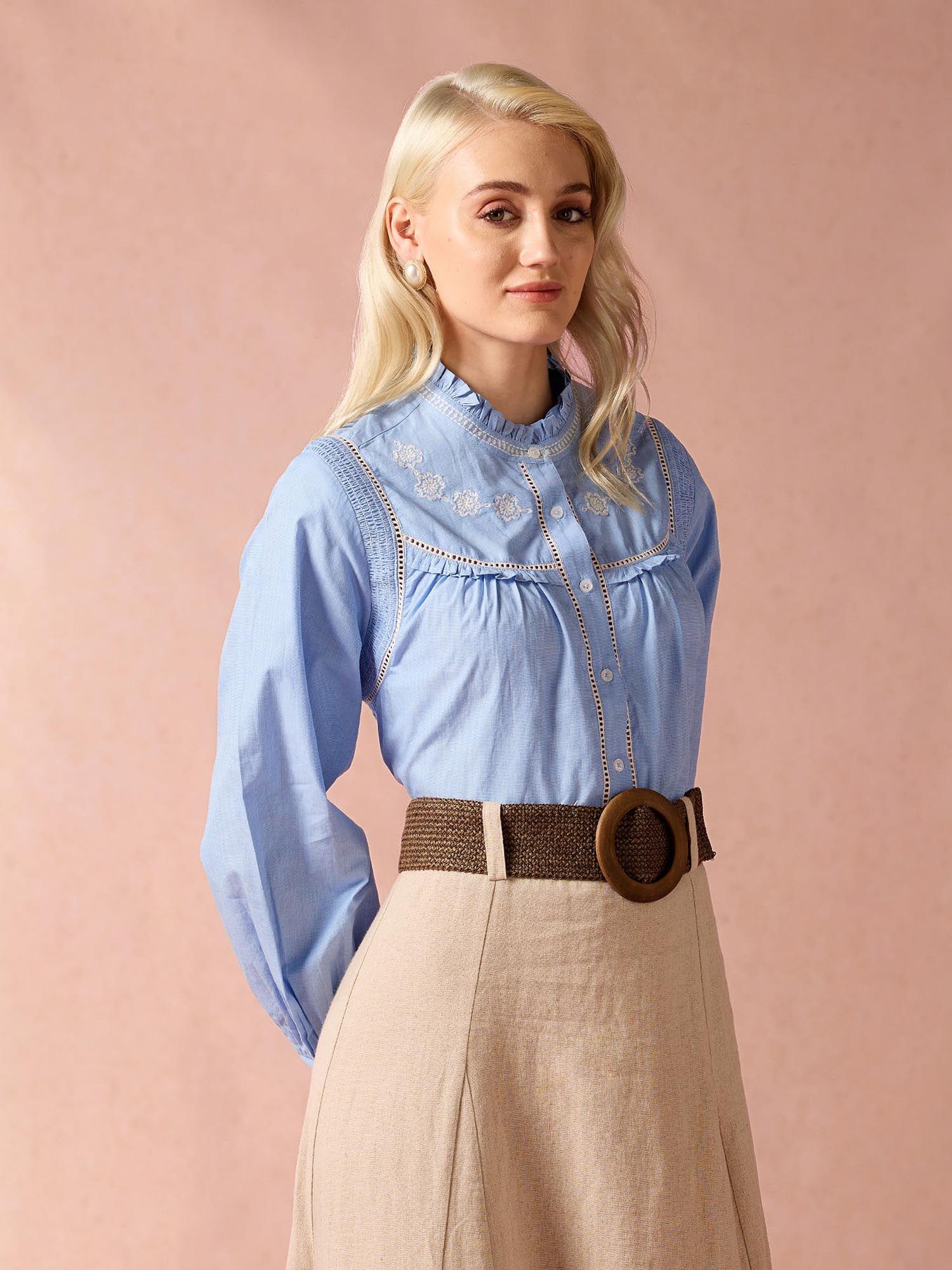 embroidered yoke shirt