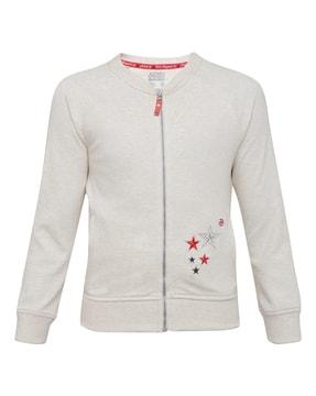 embroidered zip-front jacket