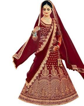 embroidererd a-line lehenga choli set with dupatta