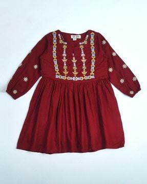 embroidery fit and flare dress