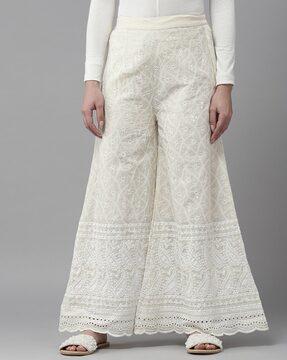 embroidery palazzo with elasticated waist