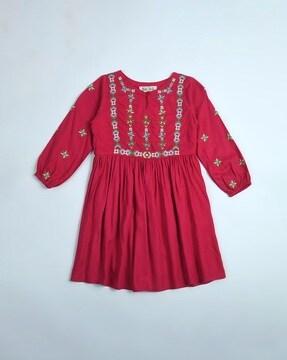 embroidery fit and flare dress