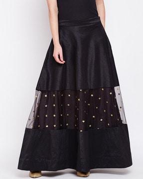 embroidery flared skirt