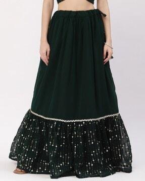 embroidery flared skirt