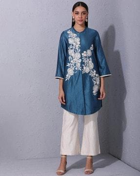 embroidery floral straight kurta set