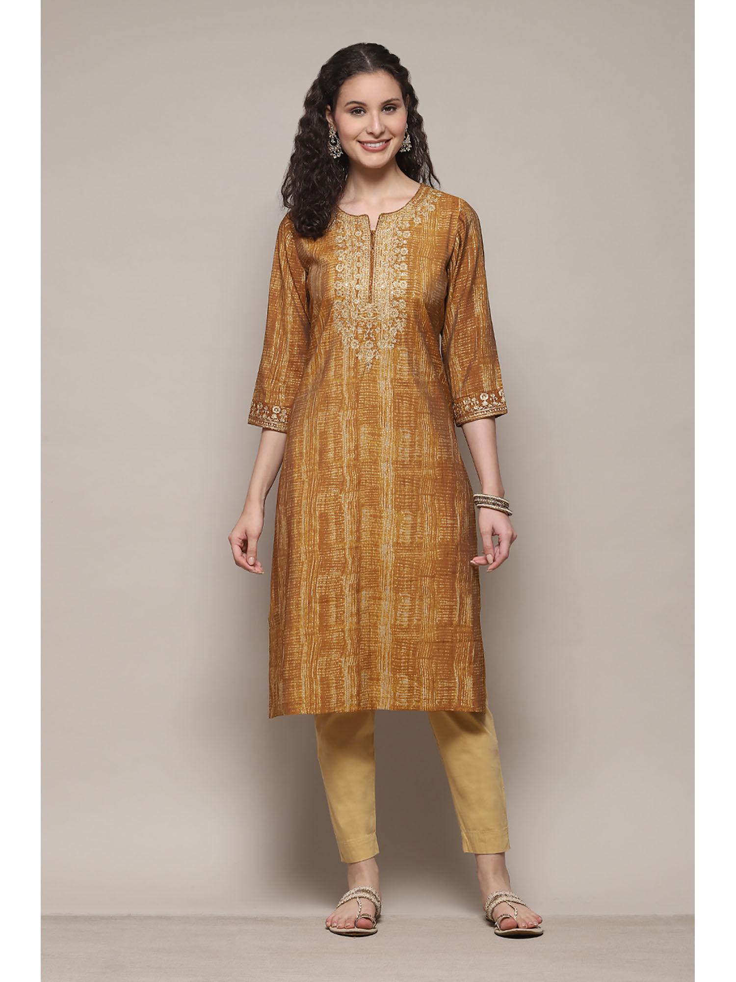 embroidery gold kurta