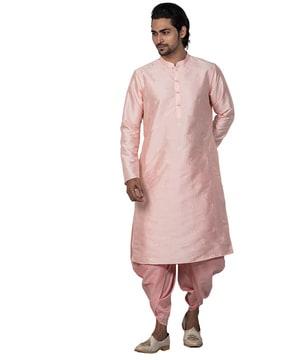 embroidery long kurta with mandarin collar