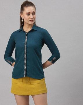 embroidery plaket collar shirt