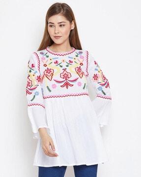 embroidery round-neck tunic