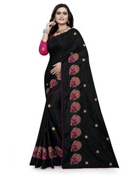 embroidery saree with blouse piece