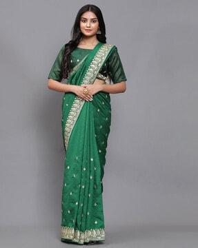 embroidery saree with contrast border