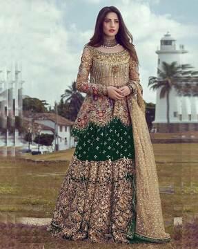 embroidery semi-stitched anarkali dress material