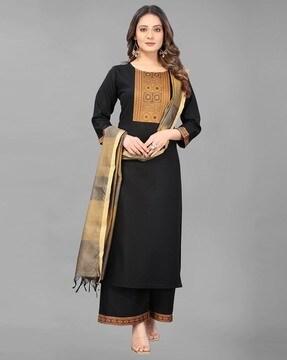 embroidery straight kurta set