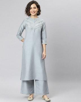 embroidery straight kurta set