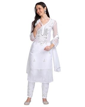 embroidery straight kurta set