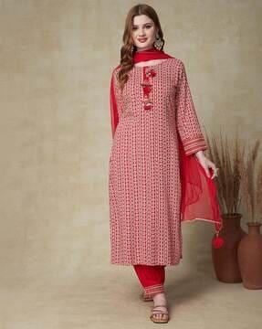 embroidery straight kurta set