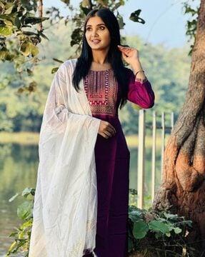 embroidery straight kurta set