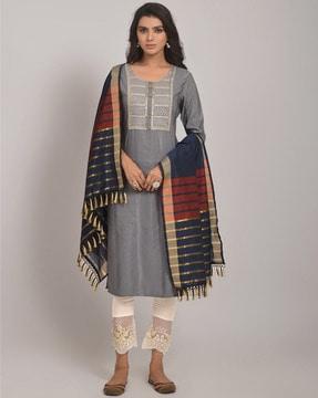 embroidery straight kurta set