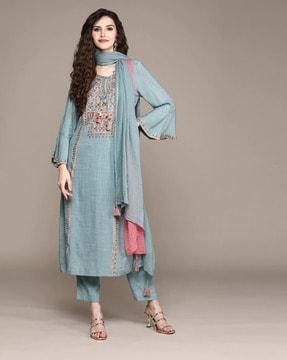 embroidery straight kurta set