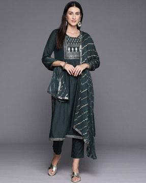 embroidery straight kurta set