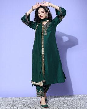 embroidery straight kurta set