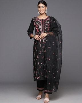 embroidery straight kurta set