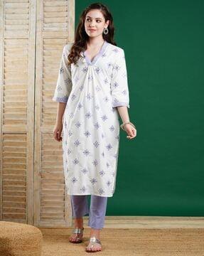 embroidery straight kurta set