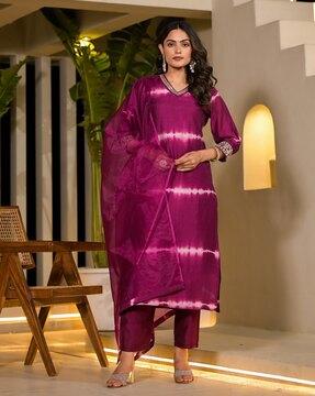 embroidery straight kurta set