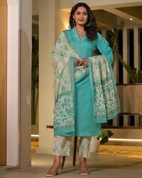 embroidery straight kurta set