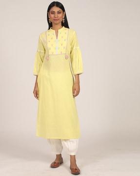 embroidery straight kurta suit set