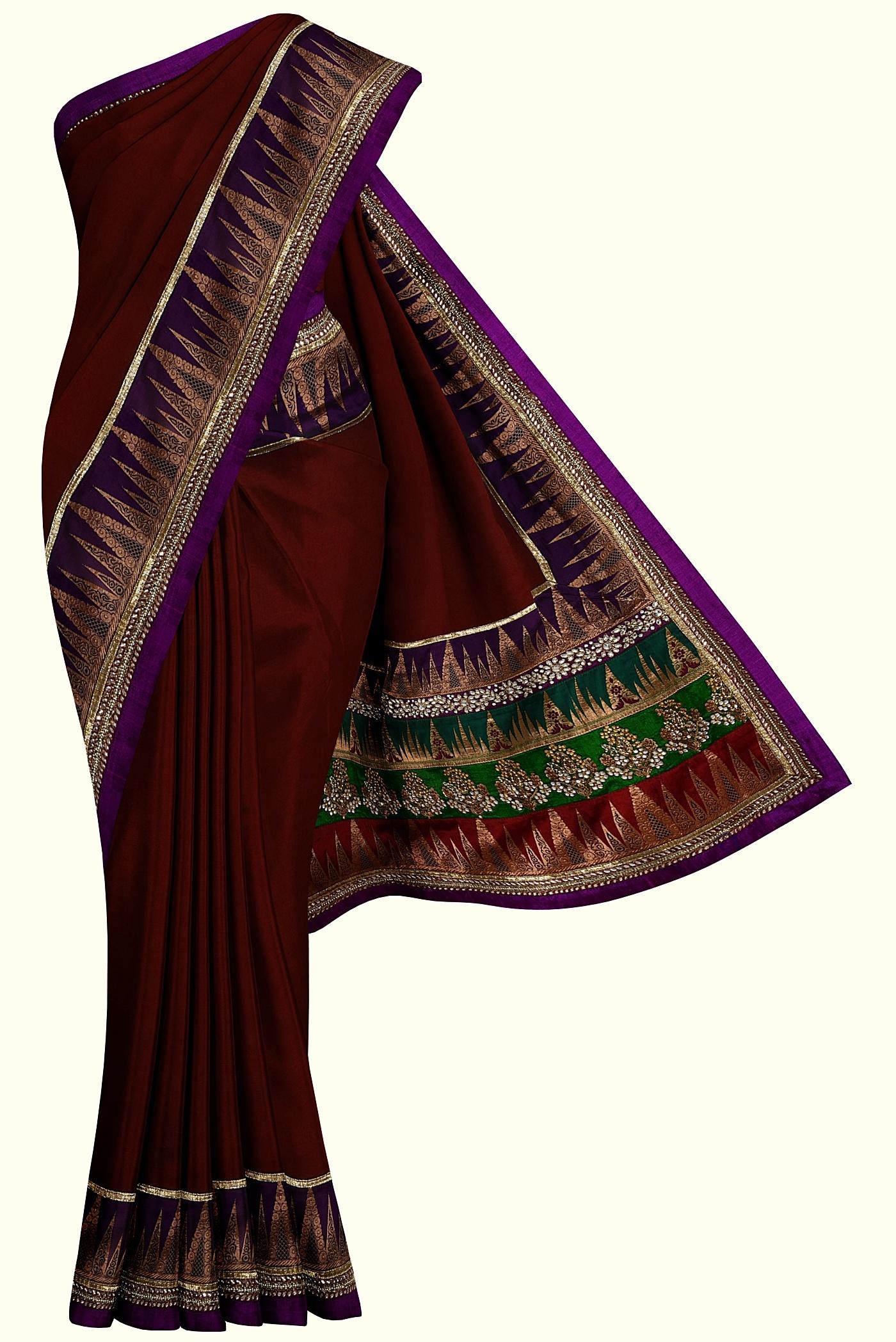 embroidery tussar silk sari