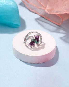 emerald enamel flower ring