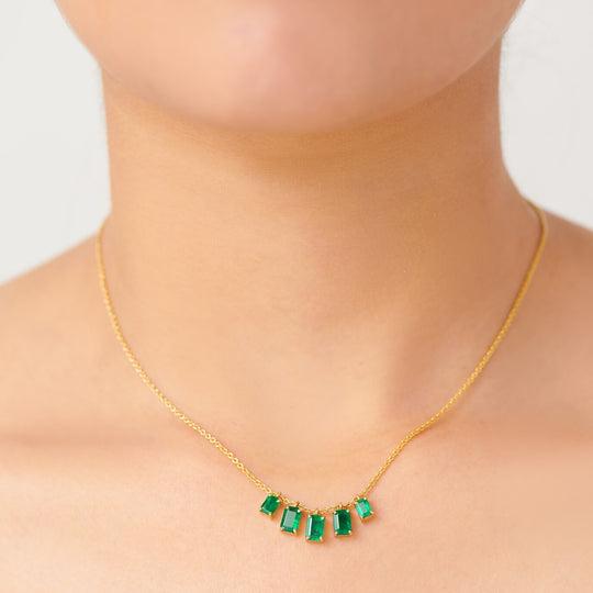 emerald fringe bar necklace