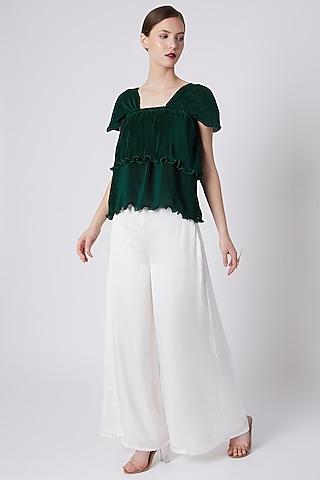 emerald green pleated top