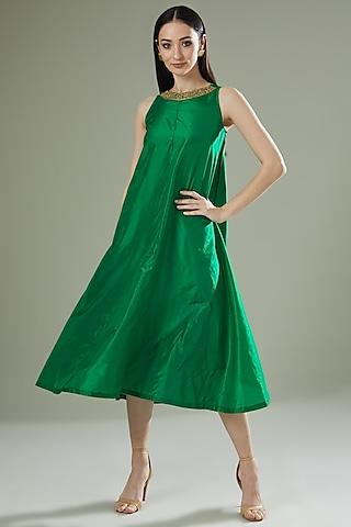 emerald green silk tunic