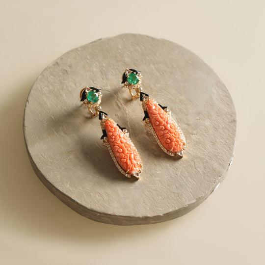 emerald coral earrings