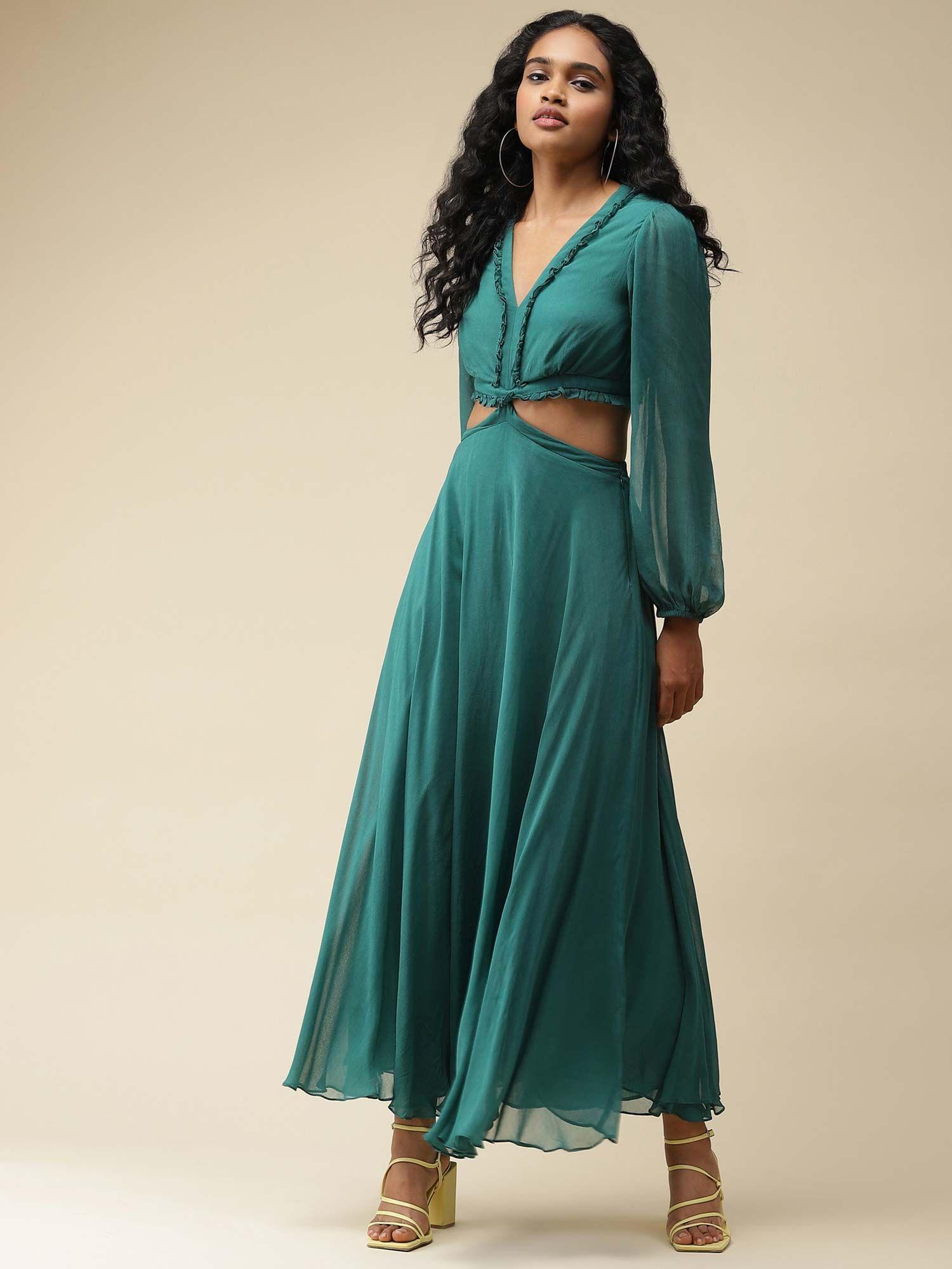 emerald green cutout maxi dress